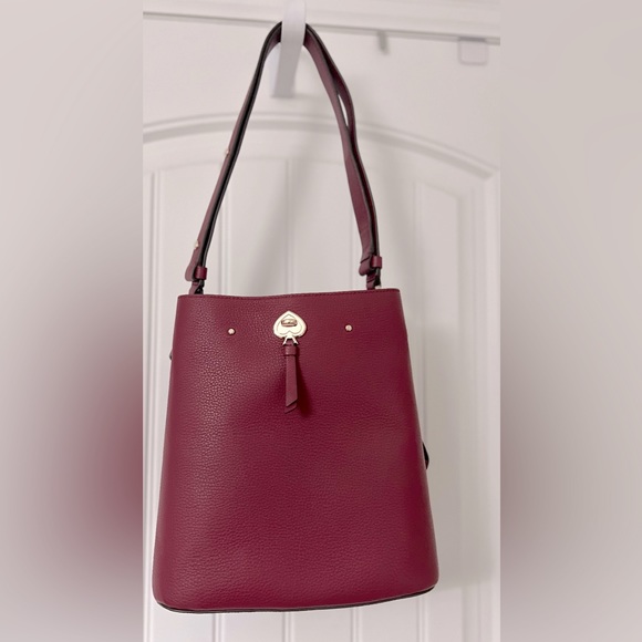 EUC Kate Spade Marti Large Bucket Bag Burgundy - Picture 1 of 7